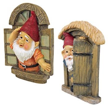 Design Toscano Knothole Welcome Gnomes Garden Tree Sculptures, 9 Inch ...