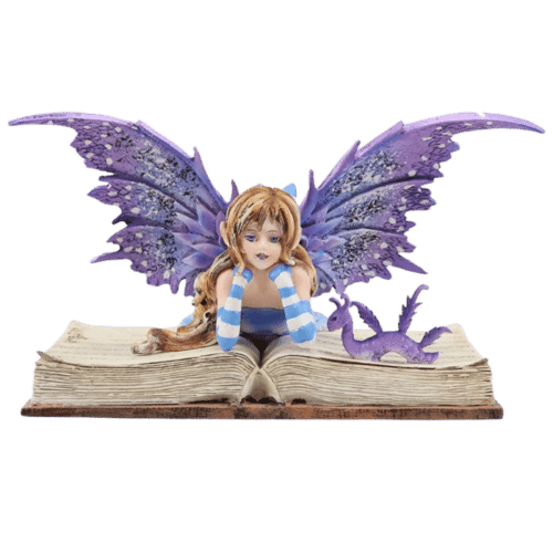 fantasy mythical reading faery fae magic watercolor collectible decor figurine