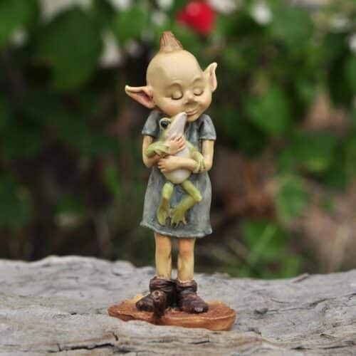 top collection miniature fairy garden and terrarium statue, garden pixie elf hugging frog