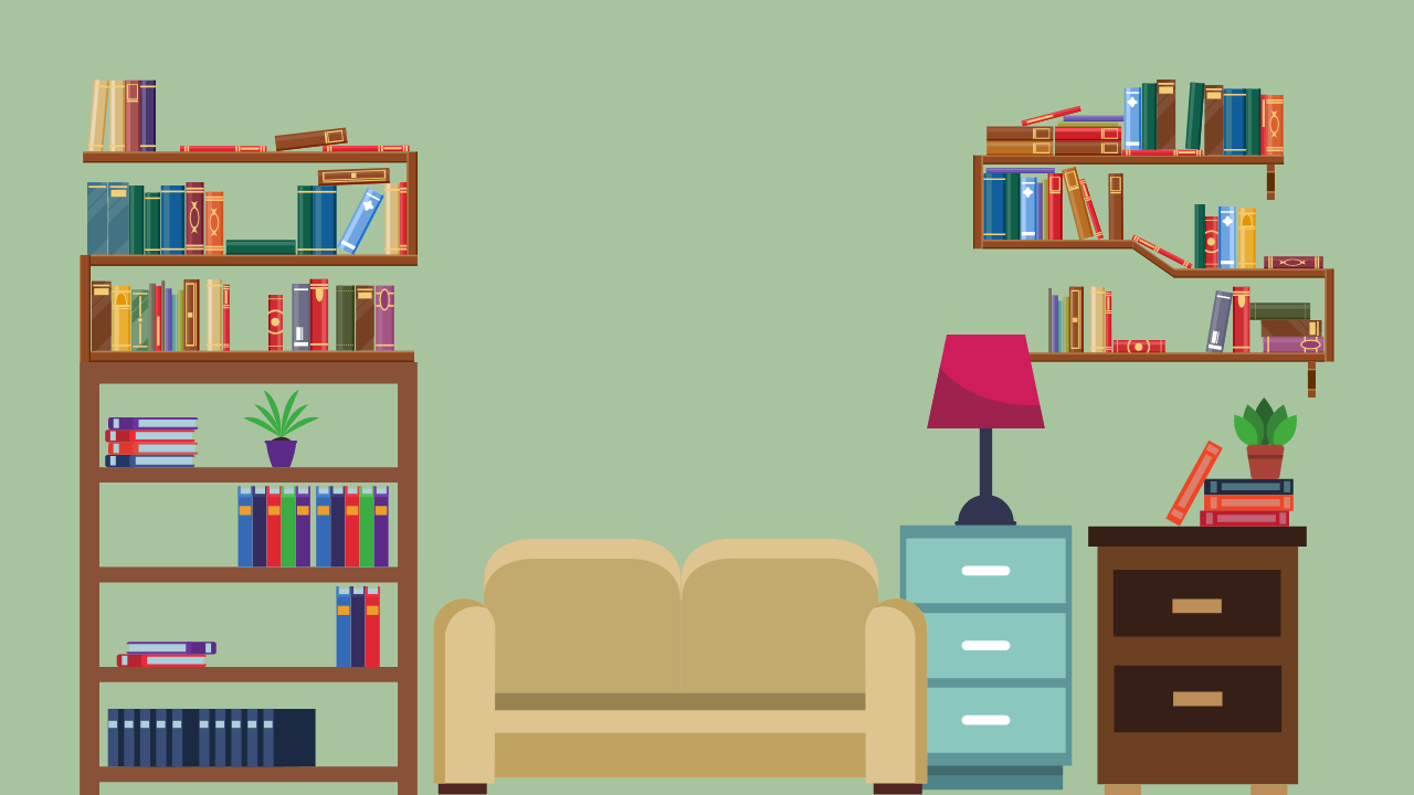 colourful illustration reading room zoom virtual background