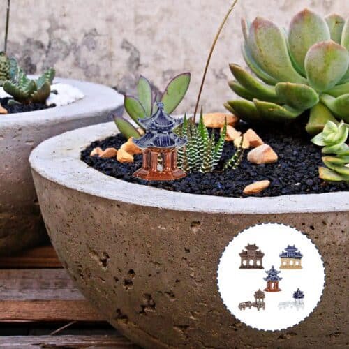 yardwe 5pcs miniature pagoda statue fairy garden figurines zen garden pagoda chinese