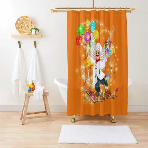 bubba the head candy taster loves his candy shower curtain
