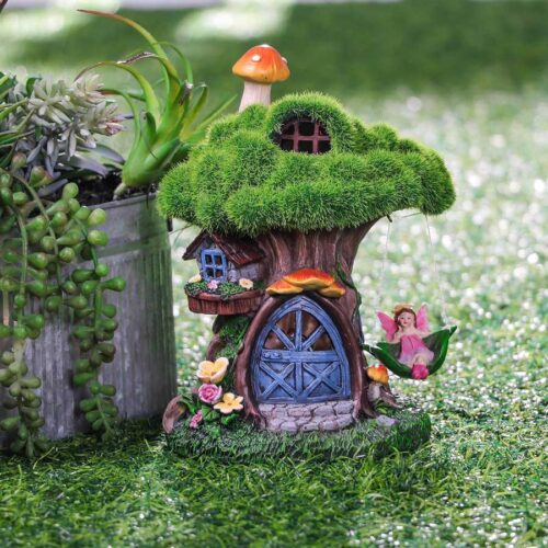 fairy treehouse with solar outdoor light