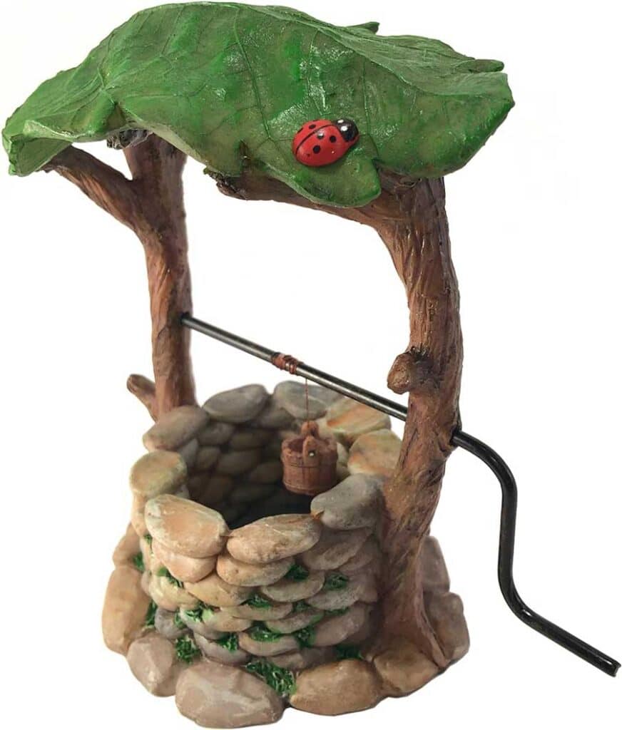 glitzglam miniature wishing well with movable handle and water bucket for garden gnomes and fairies a fairy garden accessory