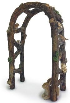miniature fairy garden wooden arbor arch