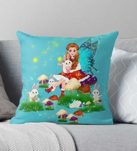 fidget's fairy tale in love with bunnies pillow