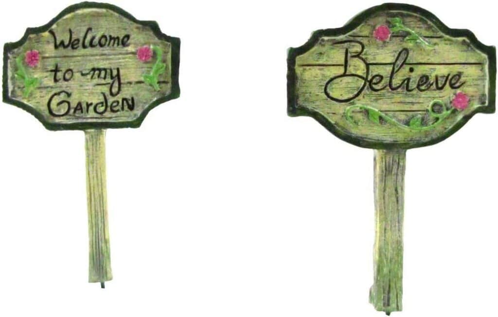 tg,llc treasure gurus 2pc mini welcome to my garden believe yard sign set fairy accessory ornament outdoor dollhouse décor