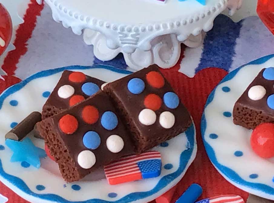 1 12, 4th of july brownies, red, white, blue, miniature