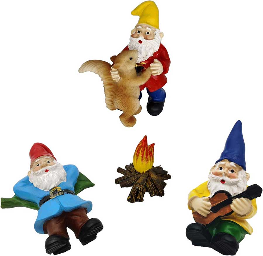 dance miniature garden gnome set of 4 fairy garden gnomes accessories campfire little garden gnomes outdoor small garden gnome figurines ornaments gifts