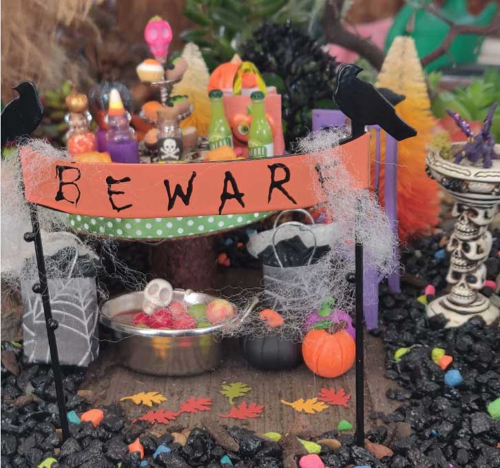 halloween party for fairy witches, miniatures, fairy garden, dollhouse