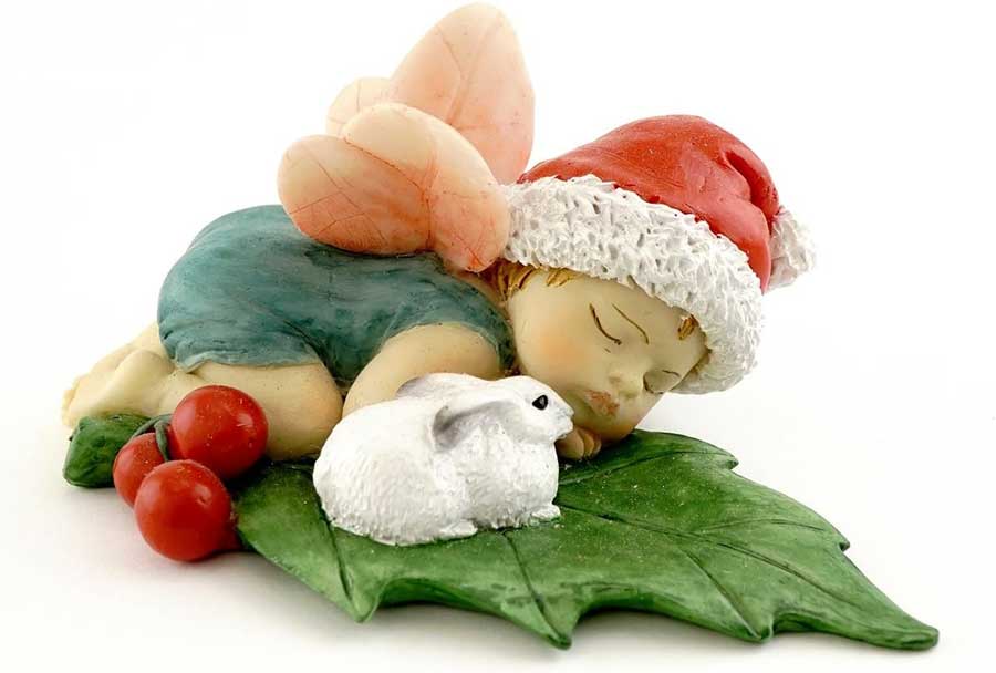 top collection miniature garden and terrarium christmas fairy baby sleeping with bunny figurine