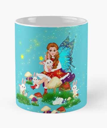 fidget's fairy tale in love with bunnies coffee mug