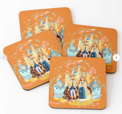 king henry and queen olivia's magical fairy kingdom coasters (set of 4)