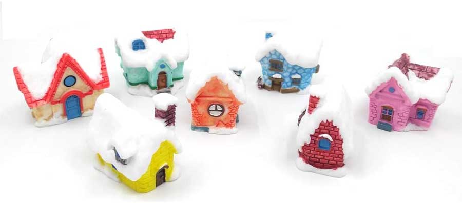 vibrant snowy villa cottages