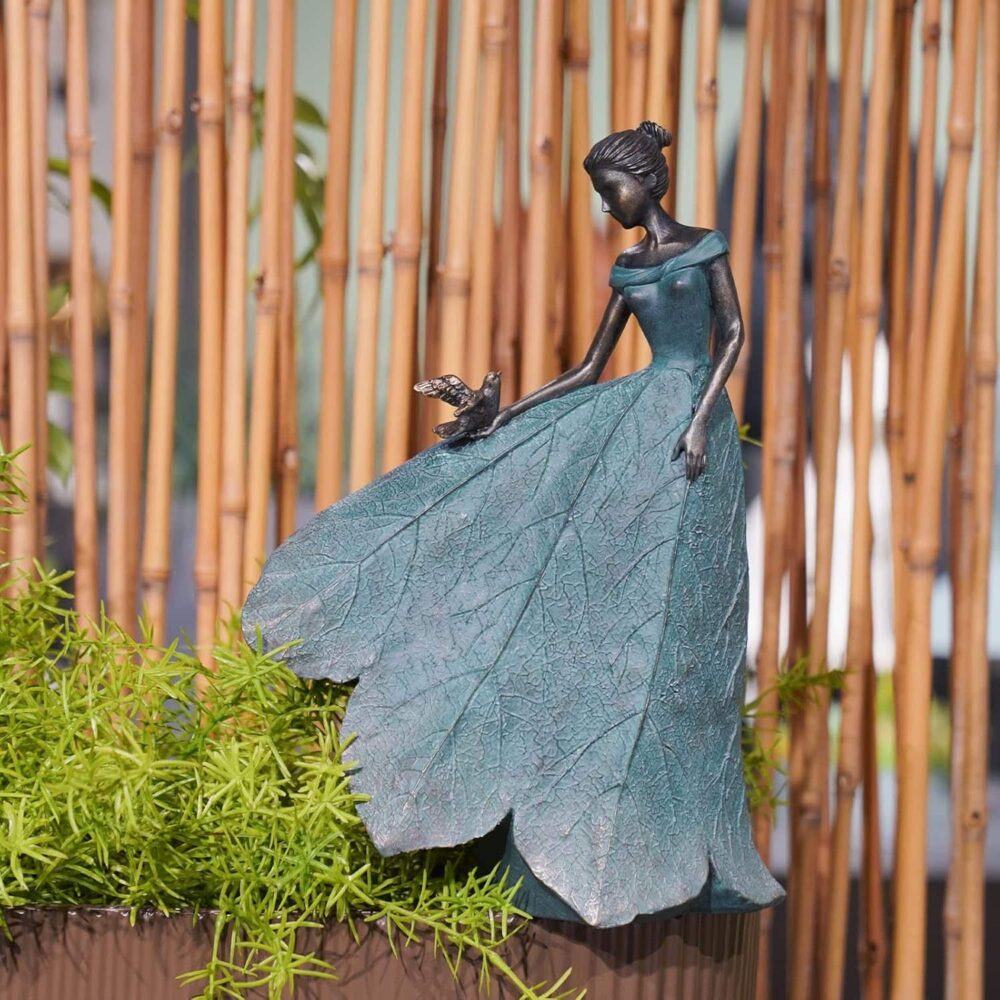 leaf angel girls fairy statue resin home decor for outside or inside rustic garden outdoor yard decorations figurines ornament gift