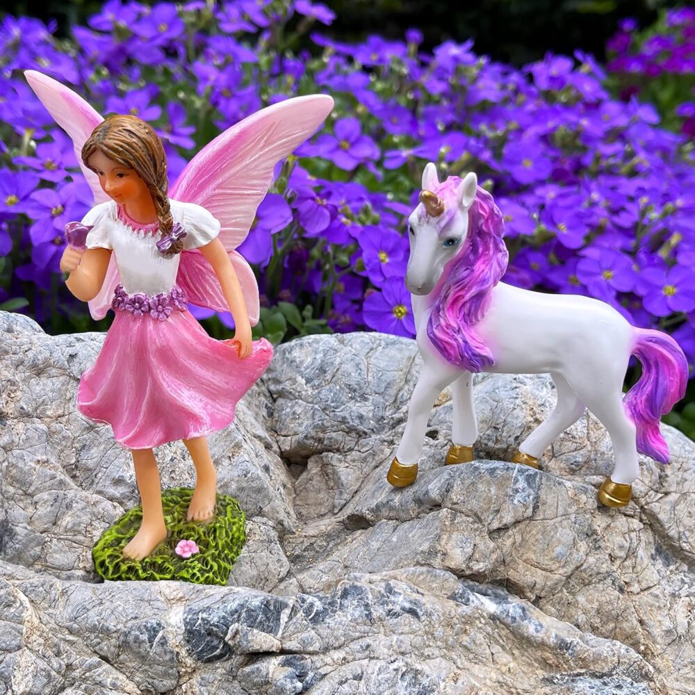 mood lab fairy garden fairy with unicorn set of 2 pcs