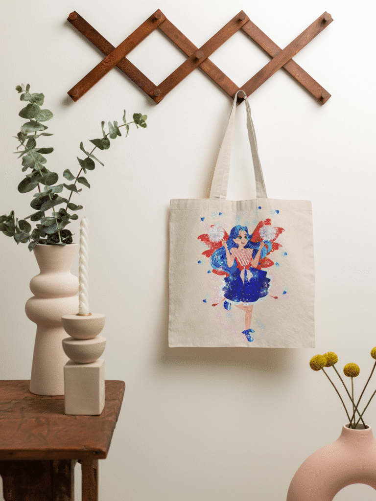 sublimated tote bag mockup featuring modern ceramic vases m23503