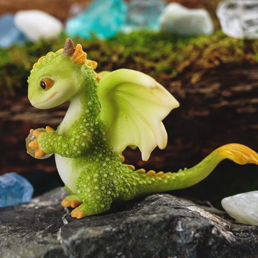 rex the green dragon with crystal orb