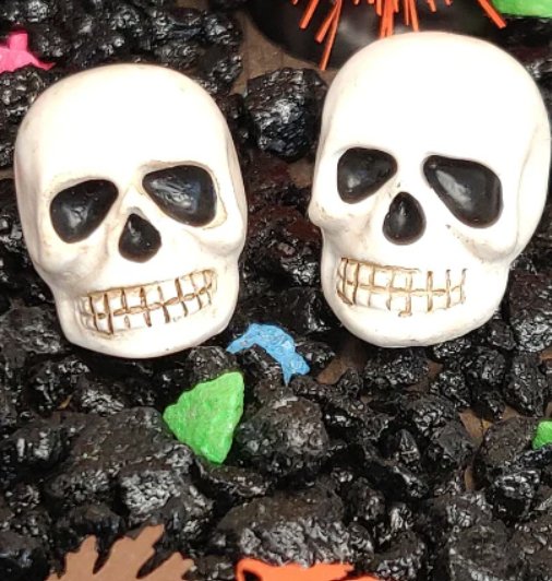 fairy garden spooky skull heads, dollhouse, miniature, fairy garden