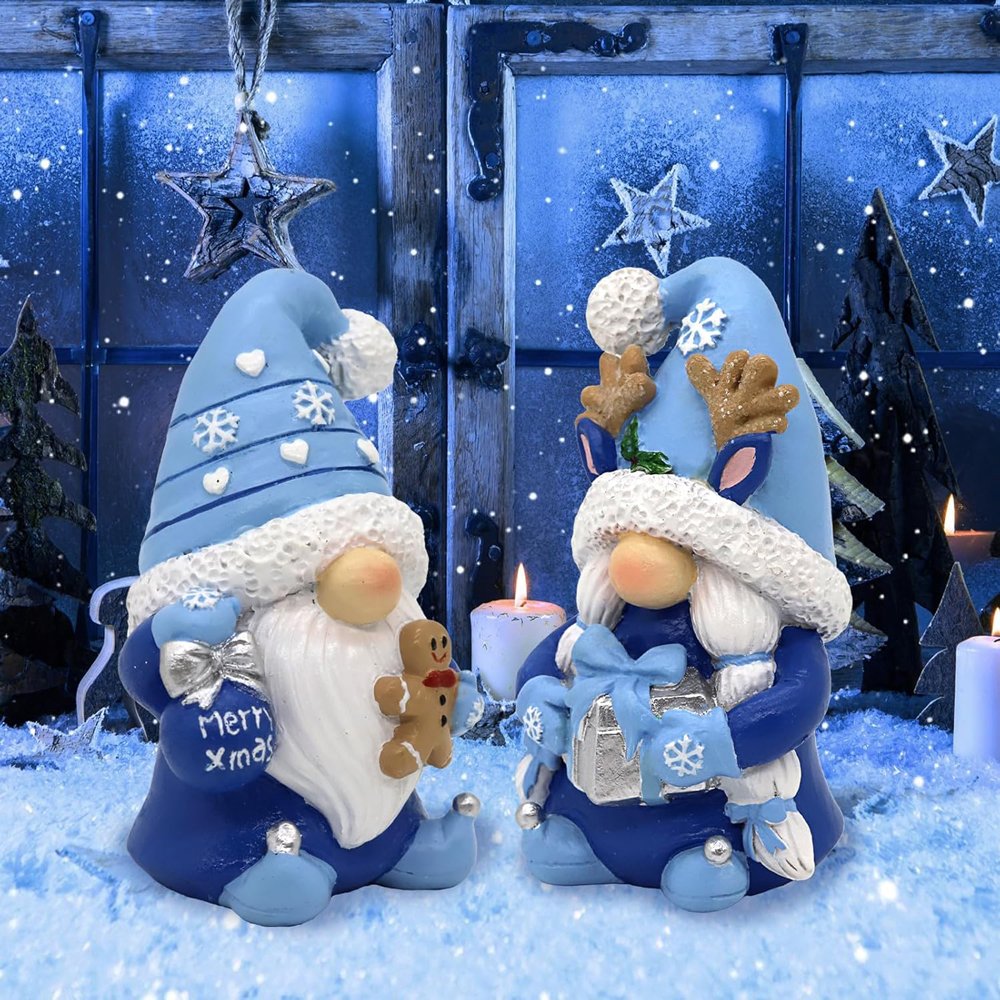 beautiful blue and silver gnome centerpieces2