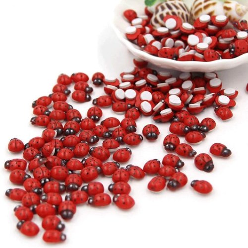 100 pack wooden ladybug stickers