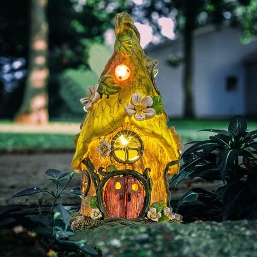 popular! 11 inch resin fairy garden solar adorable fairy house